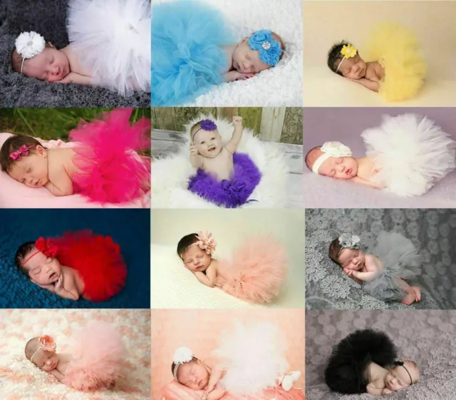 Baby Girl Newborn Photo Costume Photography Prop Outfit Tutu Skirt Headband set