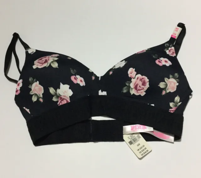 VICTORIAS SECRET PINK Wear Everywhere Wireless Lightly Lined Floral Bra  (Rrp£32) £19.99 - PicClick UK