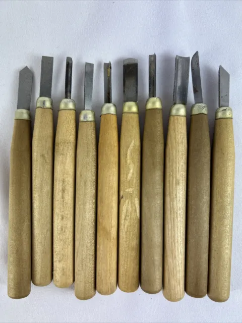 Juego de 10 piezas de herramientas de tallado en madera vintage de torno de cincel japonés cuchara