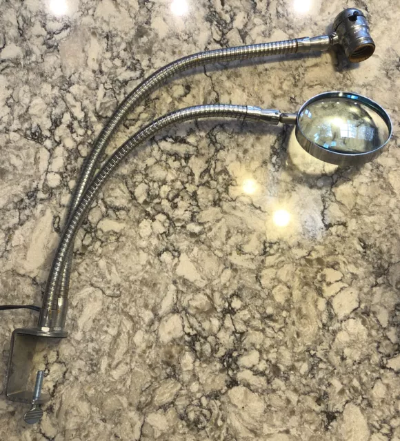 Vintage Combination Bench Light & Magnifier New Old Stock 6’ cord