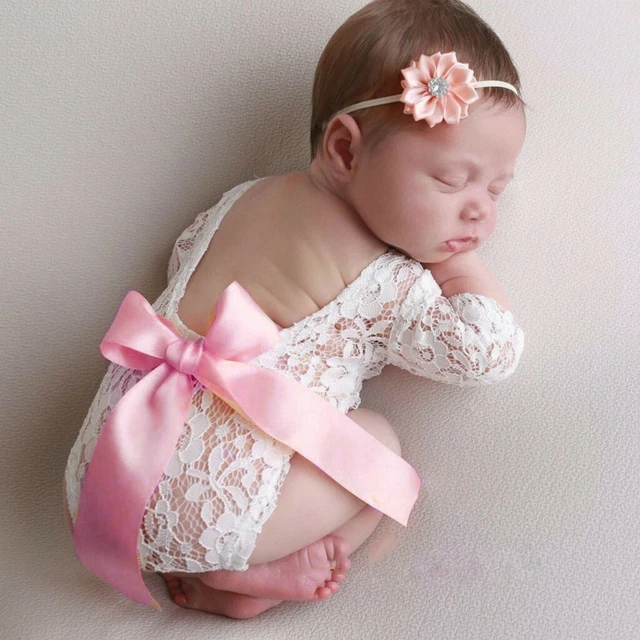 Props per body in pizzo fiocco romper neonato bambina bambino