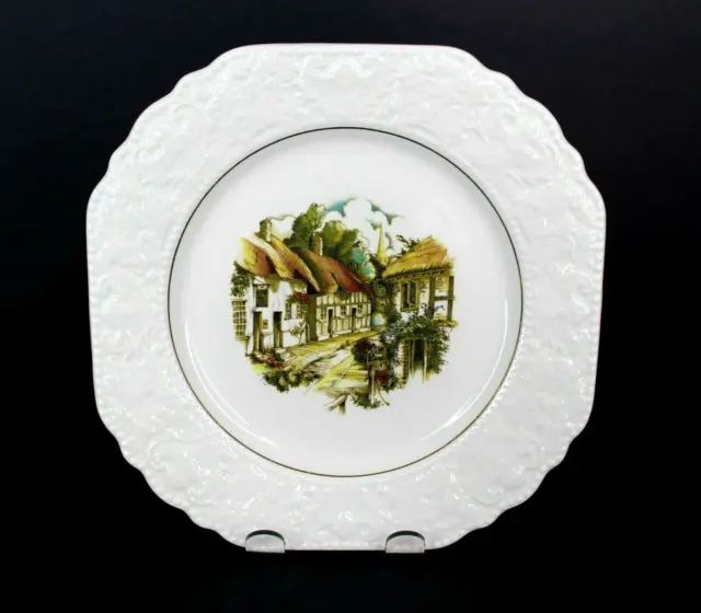 Lord Nelson Pottery Square Plate 8" English Village Scene Vintage Decorative