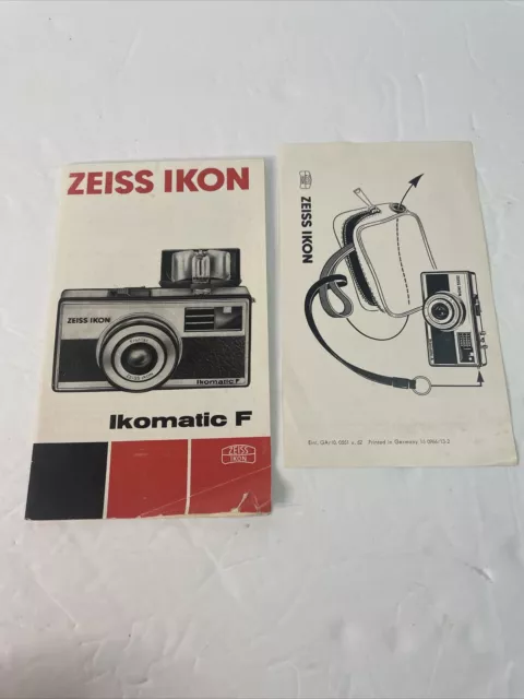 Vtg Zeiss Ikon Ikomatic F Camera Manual Users Guide Booklet