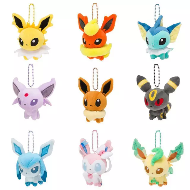 Pokemon Center Eevee Heroes 9 set Mini Keychan Plush Mocchiri Mascot FEDEX Japan