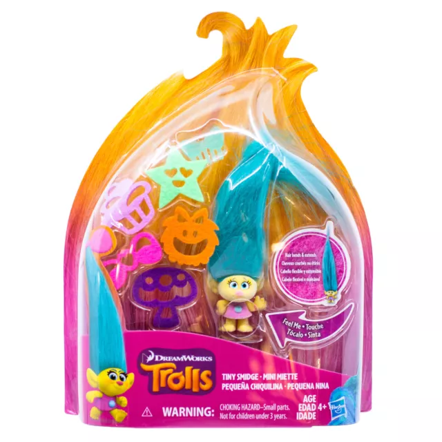 DreamWorks Trolls Felted Tiny Smidge 1.25" Hair Bends and Extends New Sealed