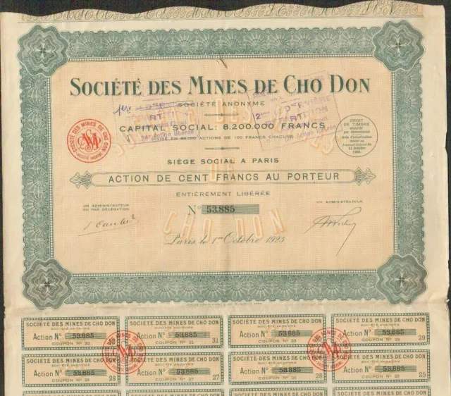 Mines de CHO DON, action (INDOCHINE) (V)