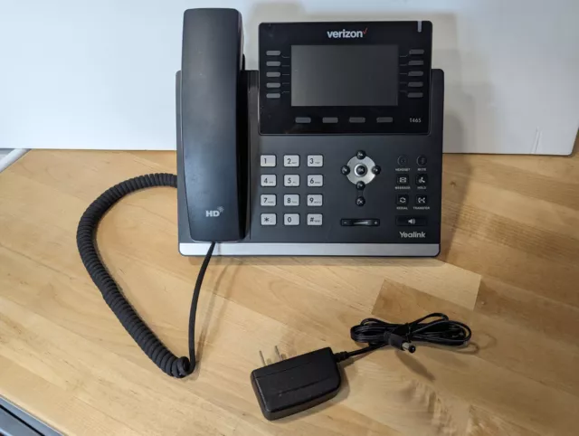 Verizon Yealink SIP-T46S Gigabit IP Phone - Works - Includes AC Adaptor & Stand