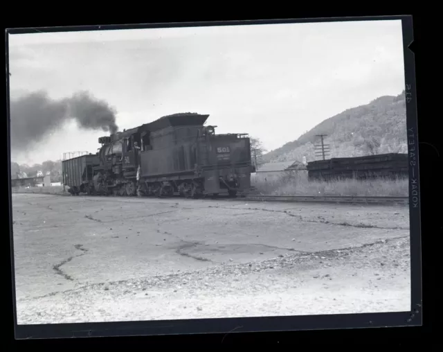 Steam Locomotive #501 Pushing Coal Car- Vintage 3x4 B&W Railroad Negative