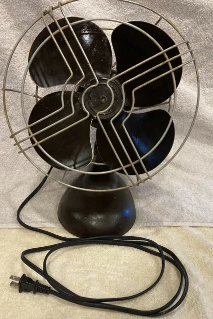 Vintage Art Deco Monarch Koldair 2-802 Metal Electric Fan, Brown. Made in USA!