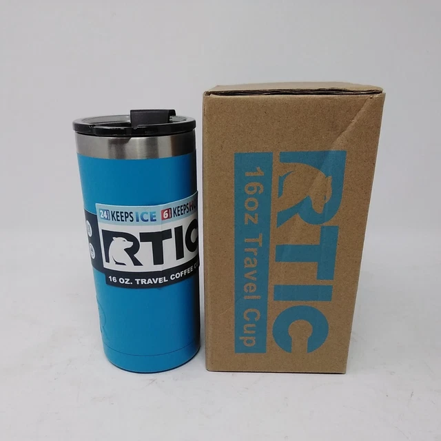 RTIC Travel Coffee Cup Tumbler Mug 16oz Polar Cap Blue