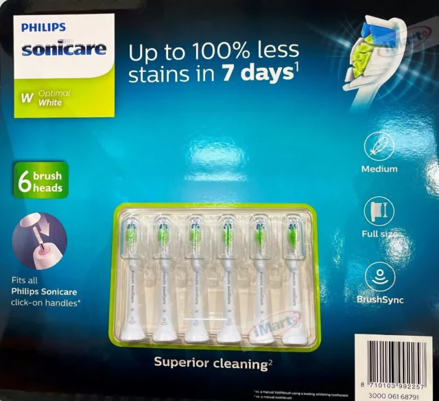 6x Original Philips Sonicare Optimal Toothbrush Replacement Tooth Brush Heads