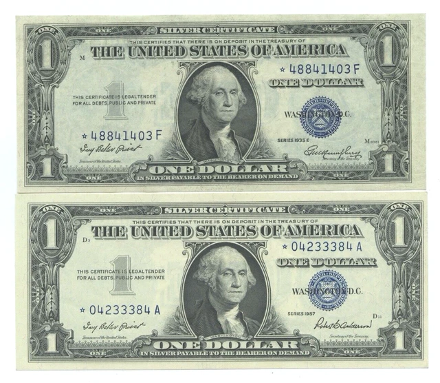1935 & 1957 $1 "Star Notes" Silver Certificates - Crisp Uncirculated Condition