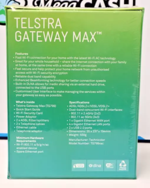 Telstra Gateway Max TG799vac Technicolor Modem Router NBN WiFi - Never Used 2