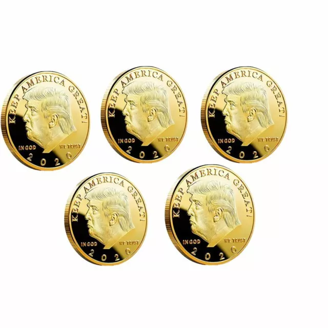 5 pcs 2020 President Donald Trump Liberty Gold Plated EAGLE Commemorative Coin