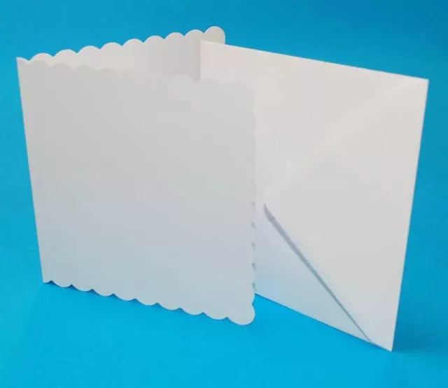 Blank Scalloped Edge Cards & Plain Envelopes White Craft Card Making Paper Craft