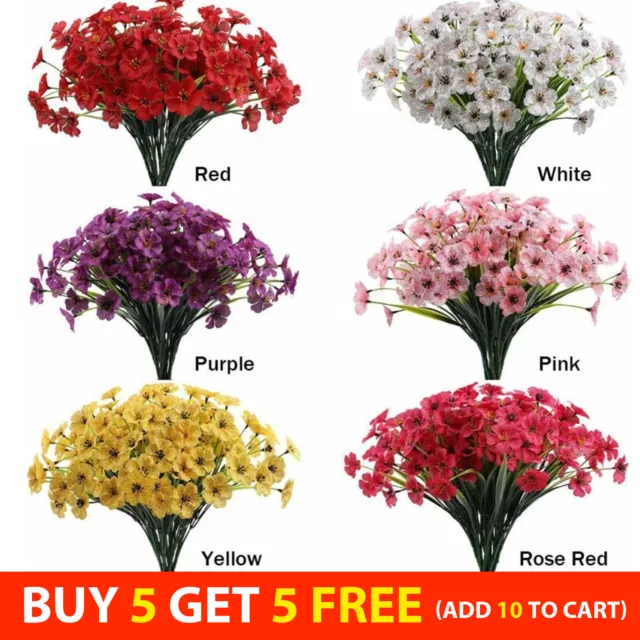 Artificial Flowers Plastic Fake Plants UV Resistant Garden Decor Home Outdoor