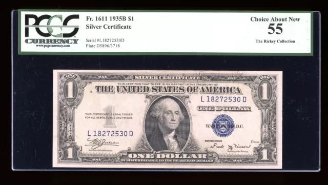 $1 1935-B Silver Vinson LD Block Fr. 1611 PCGS 55 Serial L18272530D