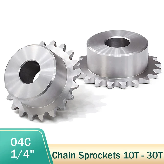 04C Kettenrad 10 - 30 Zähne 1/4" Zahnteilung Kettenräder Rostfreie Stähle Ritzel