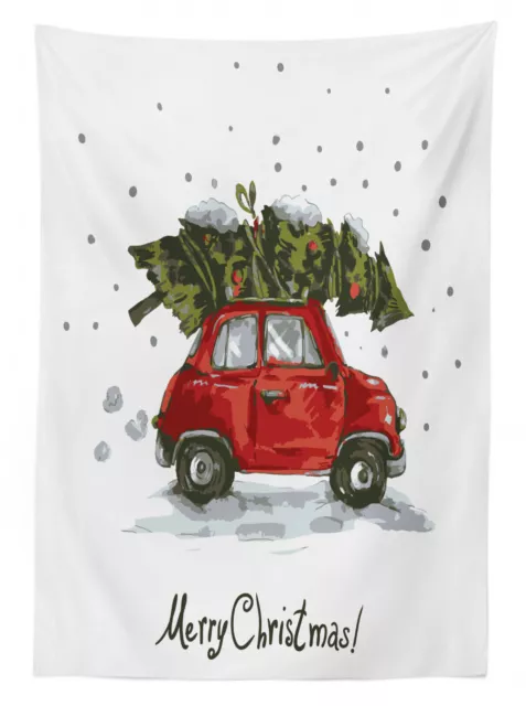 Christmas Tablecloth Retro Car with Tree 2