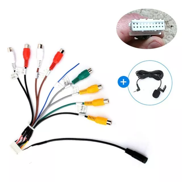 Professional Grade 20PIN Car Stereo RCA Output Wire Adapter Cable + Microphone