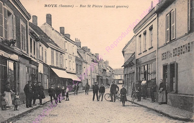 CPA 80700 ROYE Rue St Pierre avant guerre débit de boisson