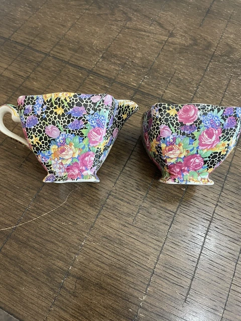 Royal Winton Grimwades Hazel Chintz Creamer & Open Sugar Bowl England