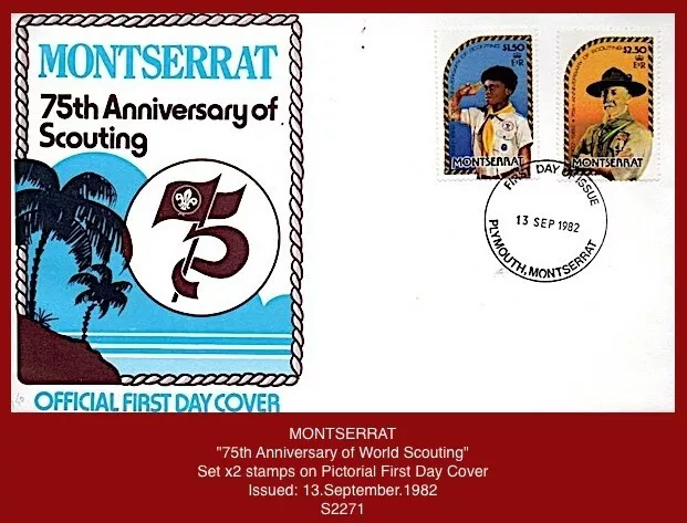 MONTSERRAT  1982 - "75th Anniv. World Scouting"  x2 stamps on First Day Cover