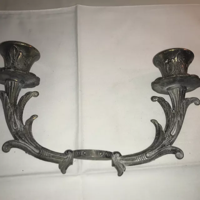 Antique Vintage Lamp Part Wall Sconce Candle Holder Victorian Cast Iron Metal