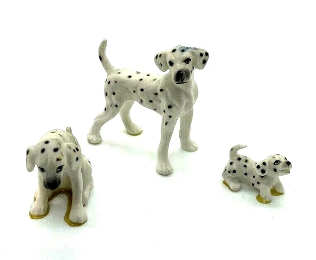 Vintage Miniature Bone China Dalmation Dog Family