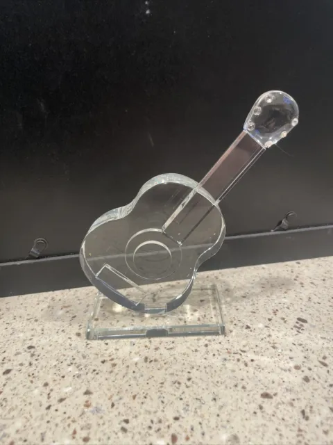 Oleg Cassini Crystal Acoustic Guitar 5.5In Clear Great Condition Collector Decor