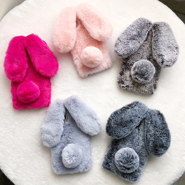 Coque téléphone en peluche lapin pour iPhone, Samsung, Motorola 2