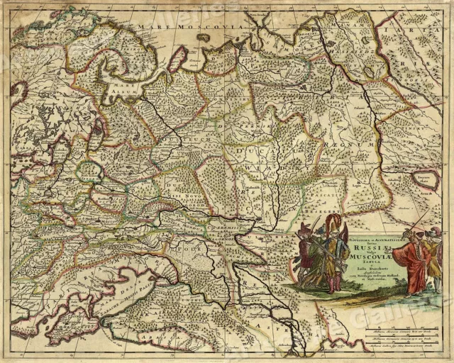 1680 Early Wall Map of Greater Russia - 24x30