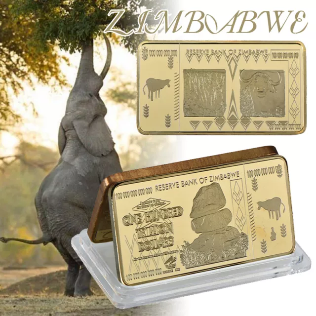 100 Billionen Dollar Simbabwe Goldbarren Banknote Geldschein Robert Mugabe Barren