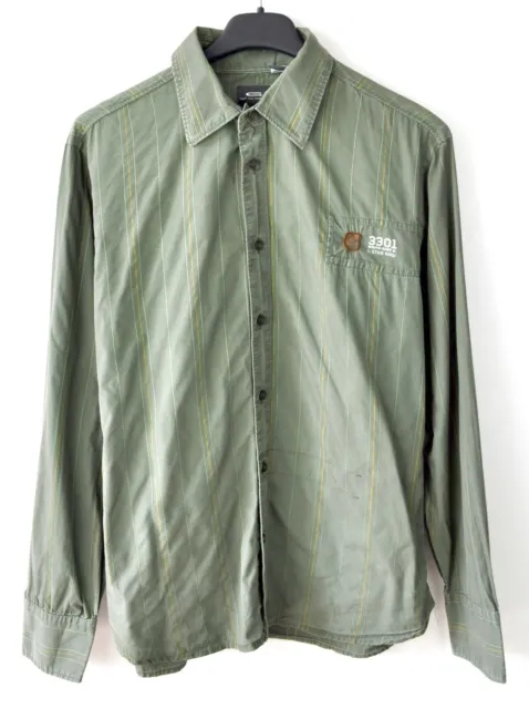 G-Star Crudo Uomo 'New Luxor Type Shirt 'L Verde Casual a Righe a Maniche Lunghe