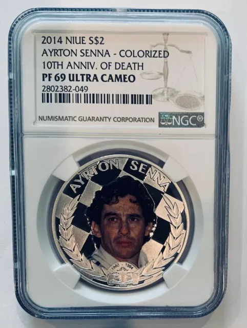 2014 Niue $2 Formula 1 Legend Ayrton Senna NGC PF 69 Mintage 699