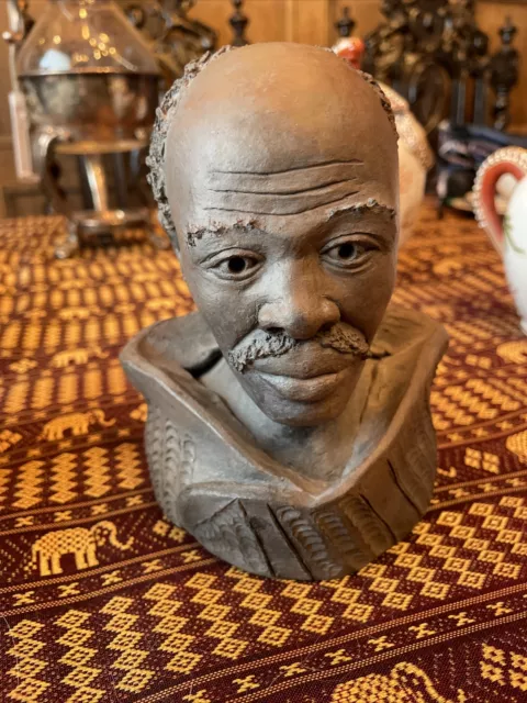 M T Mhlongo Ceramic African Head/Bust South African Artist Signed