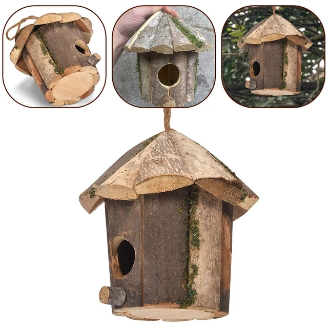 Nichoir à Oiseaux En Bois Rustique - Décoration De Jardin Extérieur - Cabane Ventilée Pour Oiseaux Nicheurs