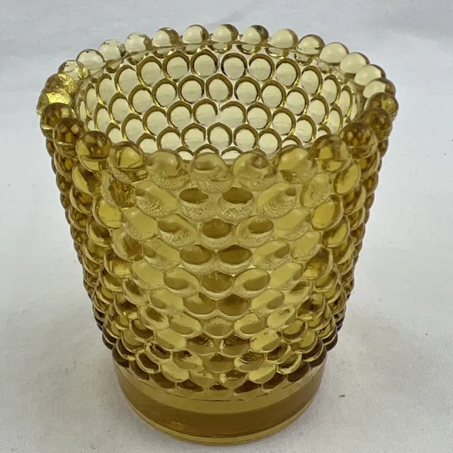 Amber Glass Hobnail Tea Light Votive Cup Candle 2.5" Toothpick Holder  USA Made