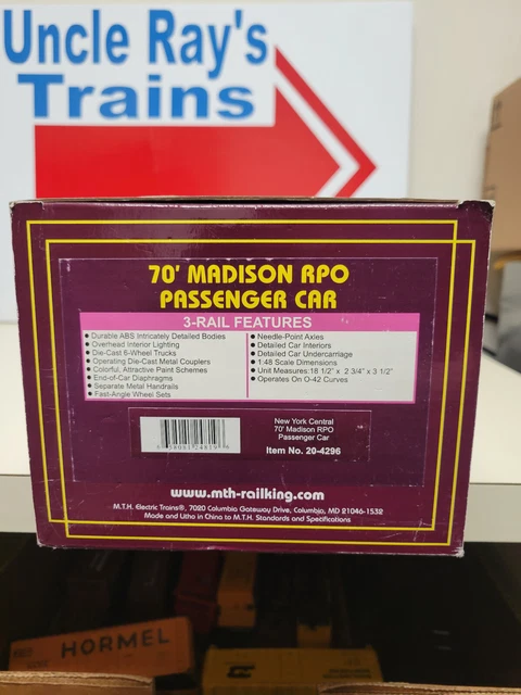 O Scale Premier 70' Madison RPO Passenger Car New York Central (CCC& Stl.)