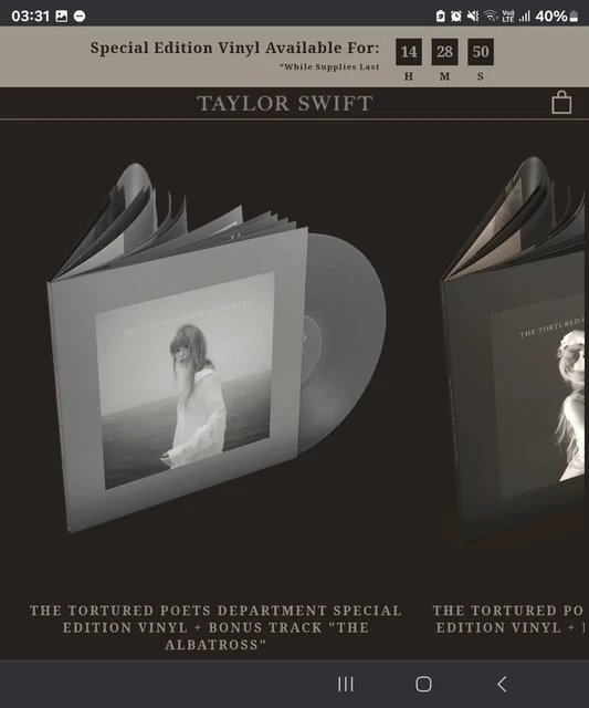 TAYLOR SWIFT THE Tortured Poets Department Vinyl + Bonus “ Albatross” Bonus £46.99 PicClick UK