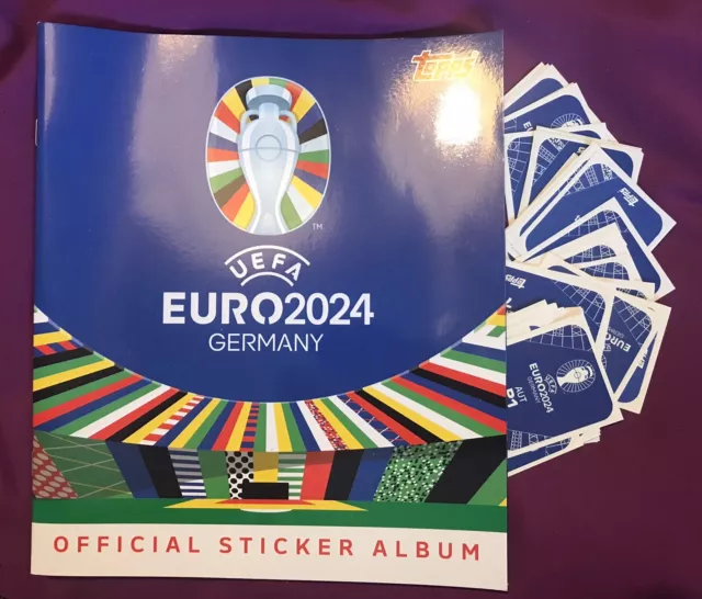 TOPPS. UEFA EURO Germany 2024 Official Sticker Album & 50 Stickers. No