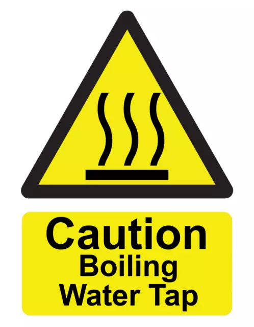 Warning Caution Boiling Water Tap Self Adhesive Gloss Sticker Sign 160mm x 125mm