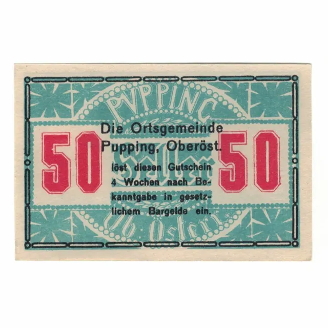 [#324205] Banknote, Austria, Pupping O.Ö. Gemeinde, 50 Heller, Ruines, AU(55-58)