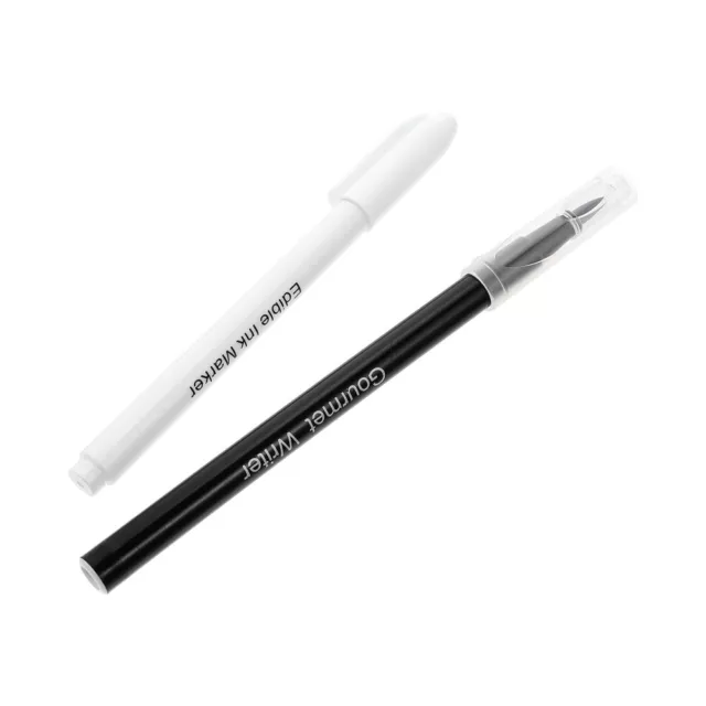 2 Pcs Plastic Can Be Food Coloring Pen Black Cake Dual Tip Markers