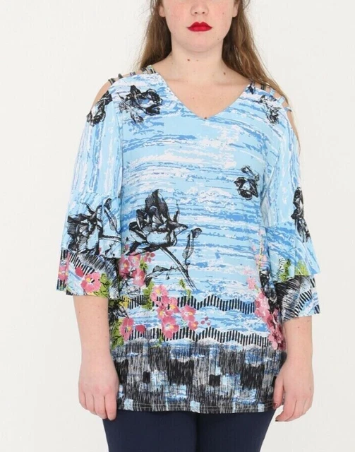 Camicia donna blusa maglia camicetta elegante manica lunga 3/4 sexy da 50 52 54