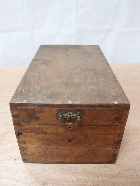 Antigua caja de escritorio de oficina vintage con cajón y mango - madera- 250