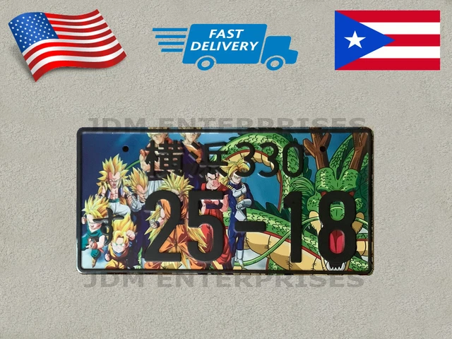 Jdm License Plate Embossed Dragon Ball Background & Black Number Tablilla Jdm