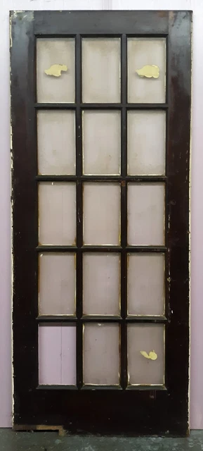 31.5"x80"x1.75" Antique Vintage Old Wood Exterior French Door Window Wavy Glass