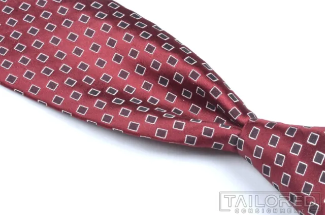 STEFANO RICCI Burgundy Maroon Geometric 100% Silk Mens Luxury Tie - 3.50"