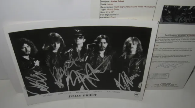 Judas Priest Signed Photo Rob Halford Glenn Tipton Kk Downing Autograph X4 Jsa